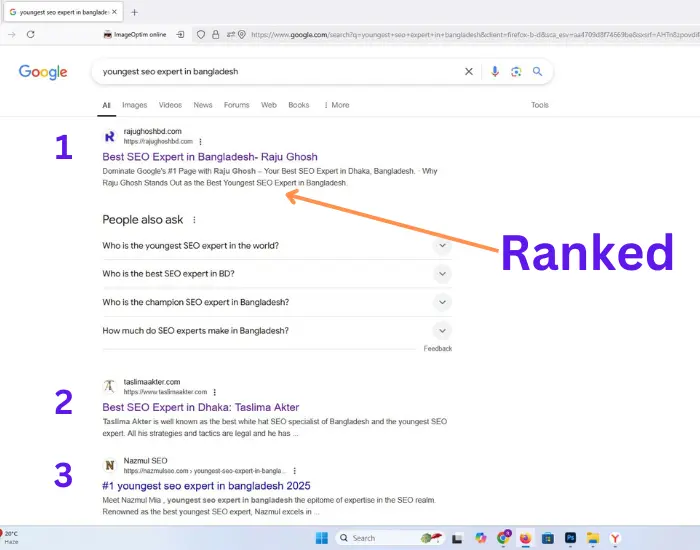 google Ranking proof within two months